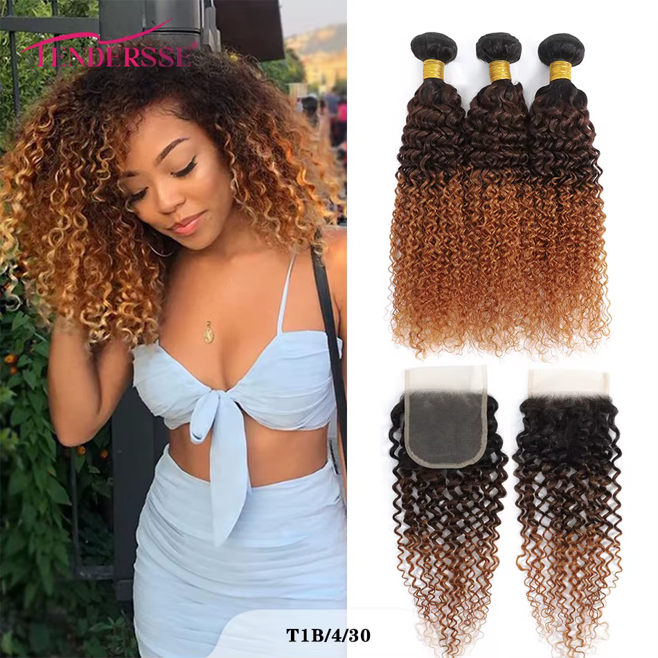 12A 100% cheveux humains mongol crépus bouclés paquets avec fermeture Afro bohème bouclés crépus bou