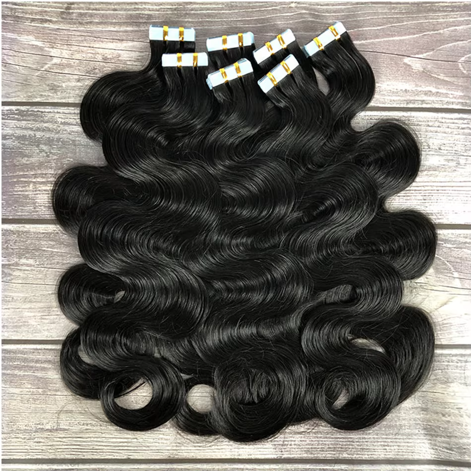 Extensions de cheveux humains Body Wave, vrais cheveux humains, bande dans les cheveux, 100% cheveux