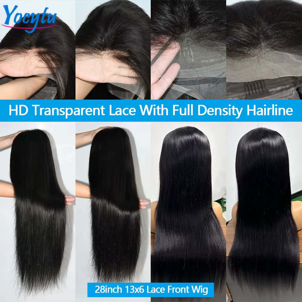 28 30 Pouces Perruques Cheveux Humains YOCYTU 13X6 lisse Perruque Peruvian Haut Qualité Pour Femme H