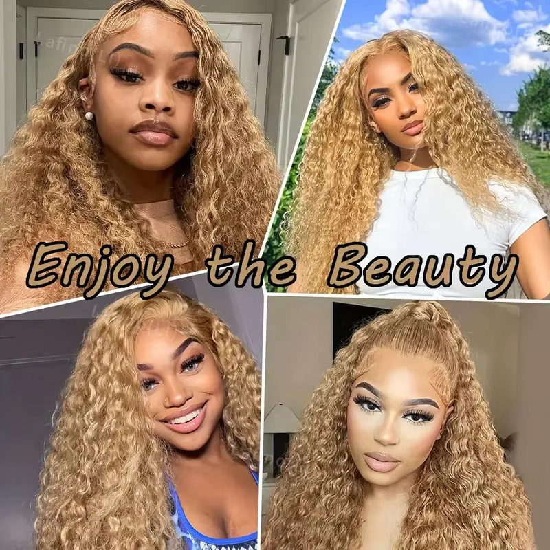 Perruque de cheveux humains blond miel perruques bouclées 13x6 Hd perruque frontale en dentelle 13x4