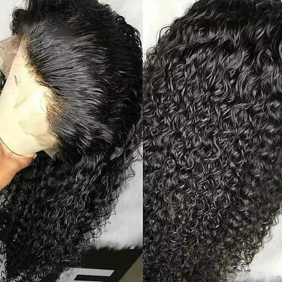 HairUGo – perruque Lace Front wig brésilienne non-remy naturelle, cheveux Jerry bouclés, 13x4, 13x4,