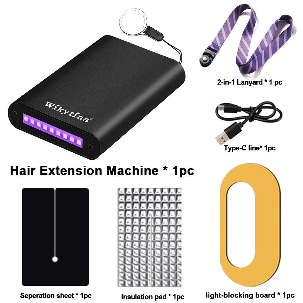 Kit professionnel d'extensions de cheveux à lumière UV avec outils de pose, ensemble portable d'exte