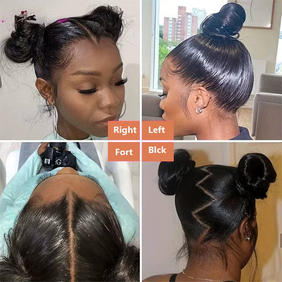 Perruques de cheveux humains lisses noires naturelles de 30 pouces, avec dentelle frontale 360, dent