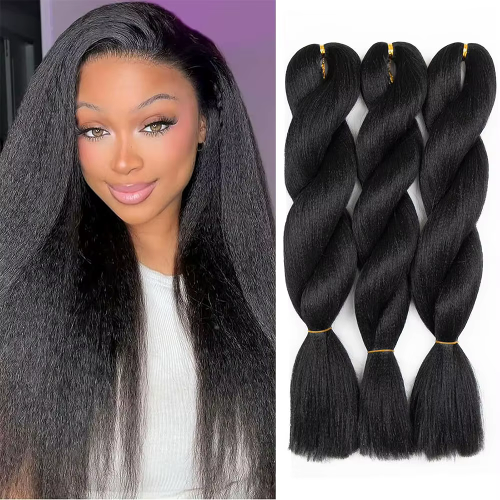 Mèches synthétiques au Crochet Vixen 26 pouces, cheveux crépus et lisses au Crochet pour femmes noir