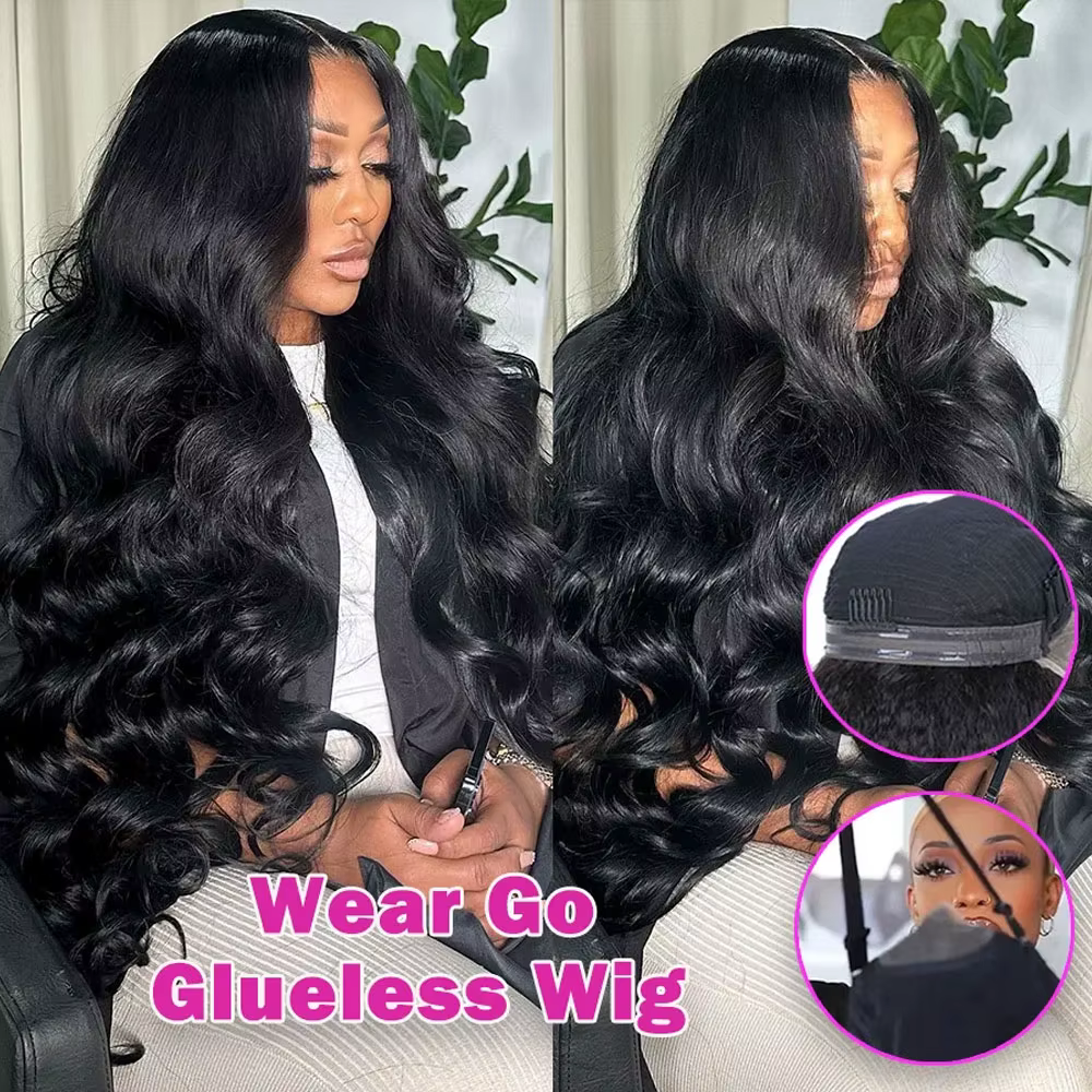 Perruque Lace Wig Body Wave Brésilienne Naturelle, Cheveux Humains, 13x4, Sans Colle, Prête à vitati