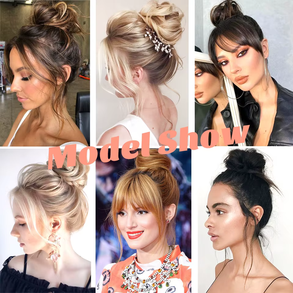 LM – Chignon synthétique bouclé pour femmes, postiche à griffes ombrées, chignons en désordre, pince