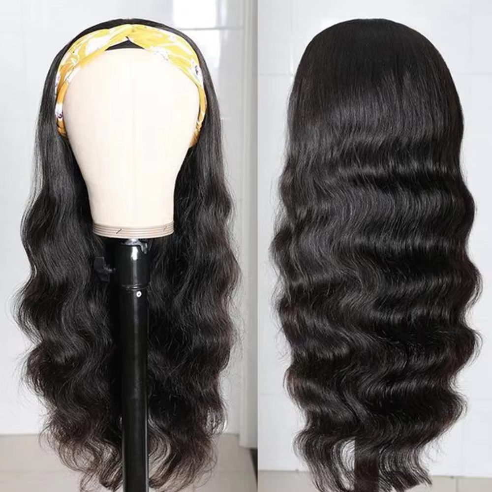 Perruque bandeau ondulée de 42 pouces pour femmes, cheveux humains, sans colle, prête à porter, chev