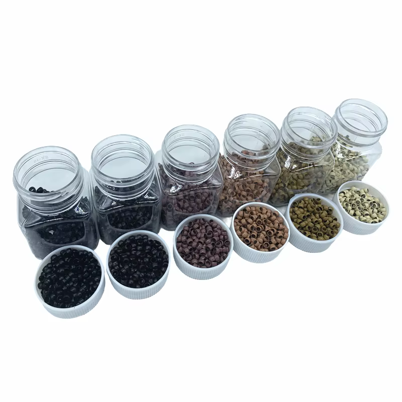 1000 pièces 4.0mm cuivre Nano perles sans silicone pour Extensions de cheveux Micro lien anneaux per