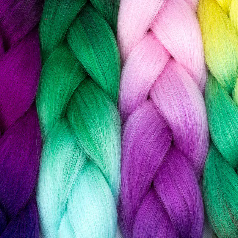 Tressage synthétique ombré 24 pouces, 1 paquet, boîte pré-étirée, Extensions de Crochet colorées Jum