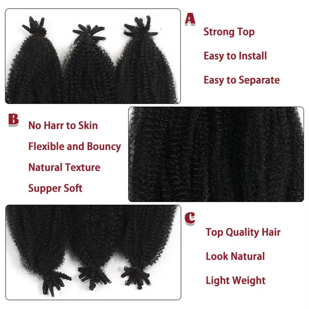 3 paquets de cheveux Afro torsadés de printemps doux 22 pouces Marley Crochet tressage cheveux pré-s