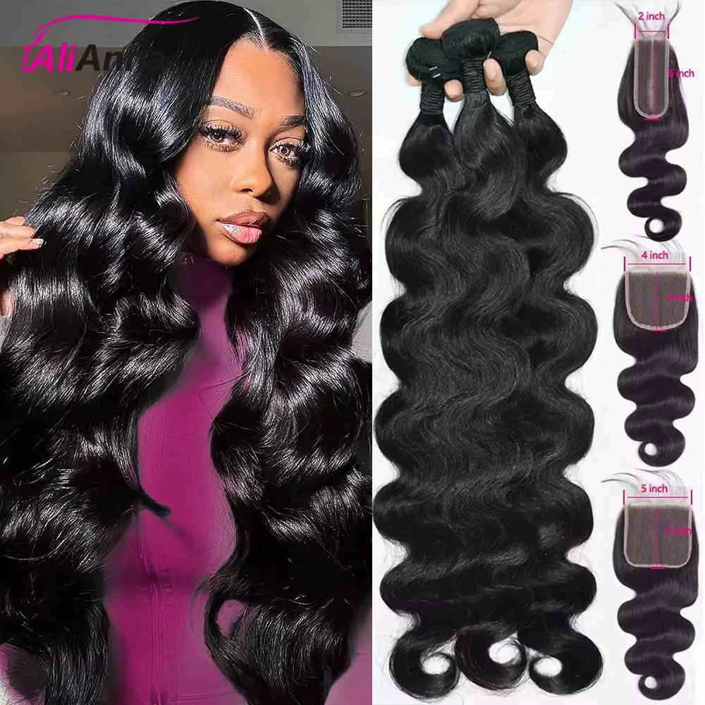 Tissage Cheveux Humains 24 26 28 Pouces Bouclé Mèches Avec Closures 4x4 2x6 5x5 Lace Closure Human H