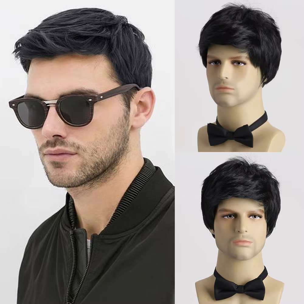 Perruque Synthétique Courte Bouclée Naturelle pour Jeune Homme, Cheveux en Fibre, Degré de Chaleur