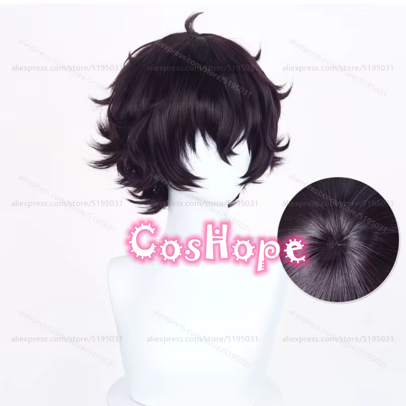 Nouvelle perruque de cosplay Agott 30 cm, perruque synthétique noire et violette mélangée, résistant