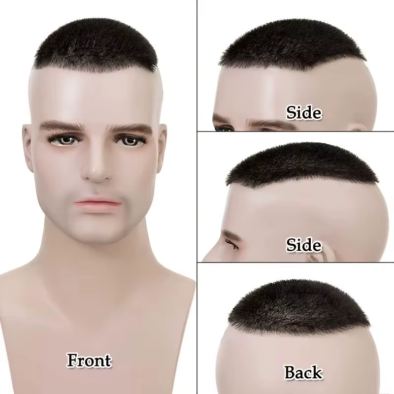 5x 7/6x8 100% cheveux humains Buzz coupe toupet pour hommes Ultra mince respirant PU Transparent com