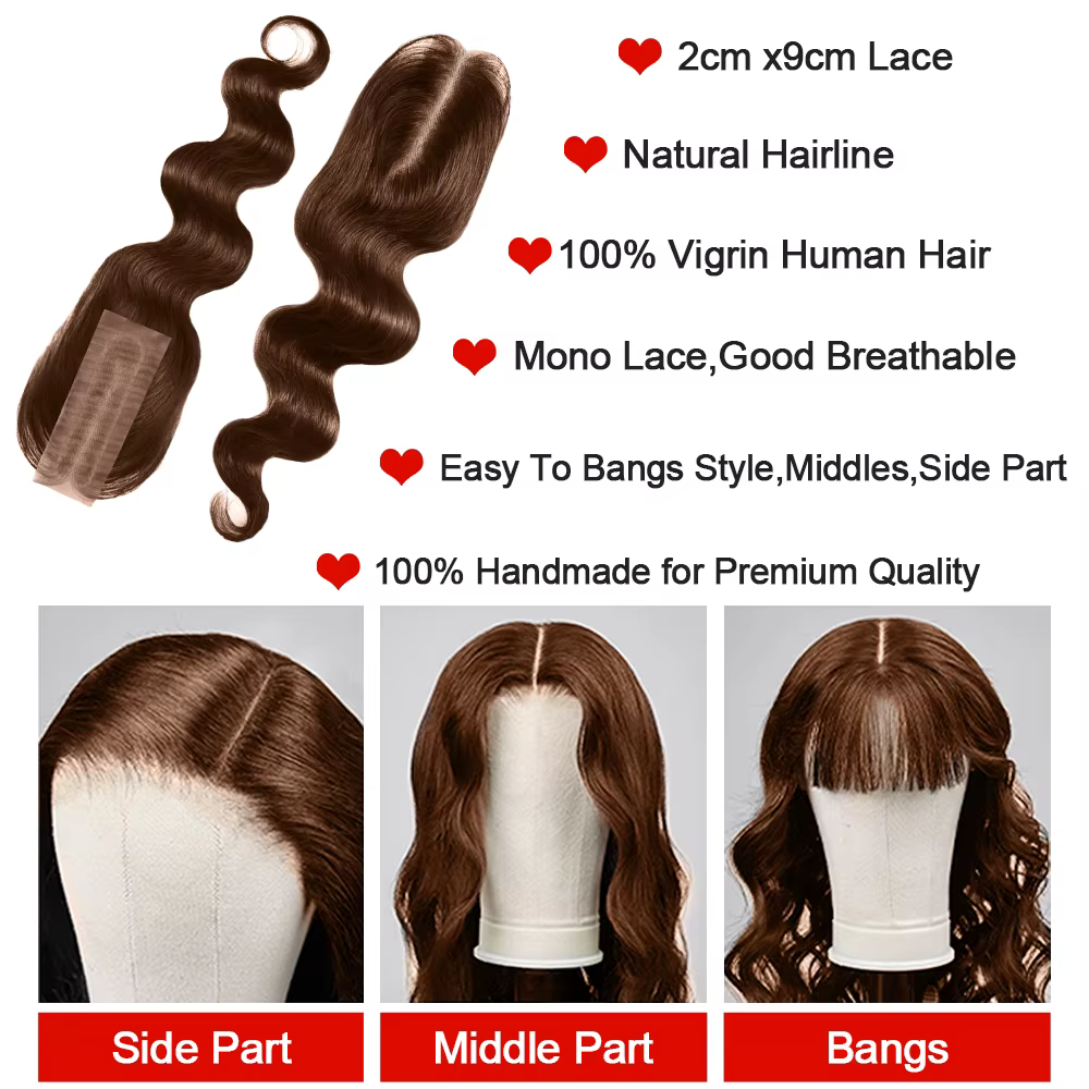 Tissage en lot brésilien 100% naturel Body Wave, couleur chocolat, brun miel, non traité, lots de 1/