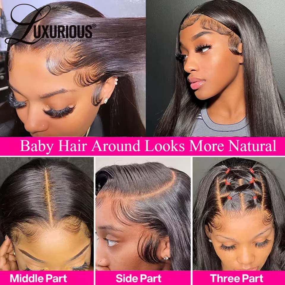 Perruque Full Lace Wig 360 naturelle lisse-Sophia, pre-plucked, densité 250%, perruque Lace Front Wi