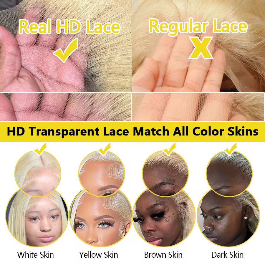 30 36 pouces 13x6 os droit 613 Hd miel blond dentelle avant perruques de cheveux humains brésilien 1