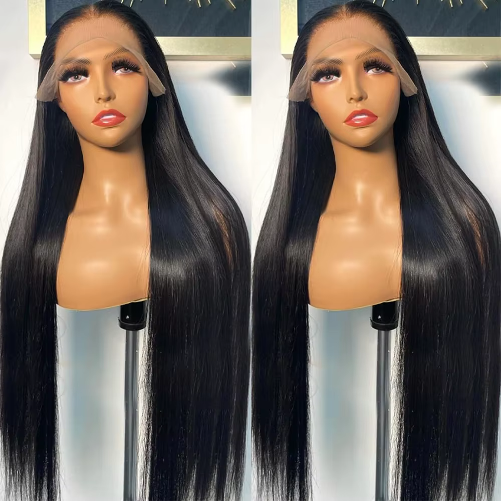 Perruque Lace Frontal Wig Remy indienne lisse, cheveux humains, 30 pouces, 13x4, pre-plucked, 4x4, d