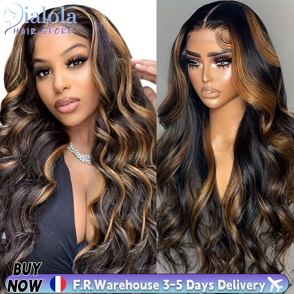 Perruques en cheveux humains sans colle 1B30 Highlight, prêtes à porter, 4x4 5x5, pré-coupées, Brazi