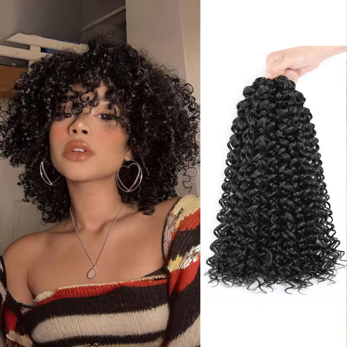 Crochet Feather Hair Extensions Curly Human Hair Crochet Human Hair Afro Kinky Burmese Deep Curly Kn