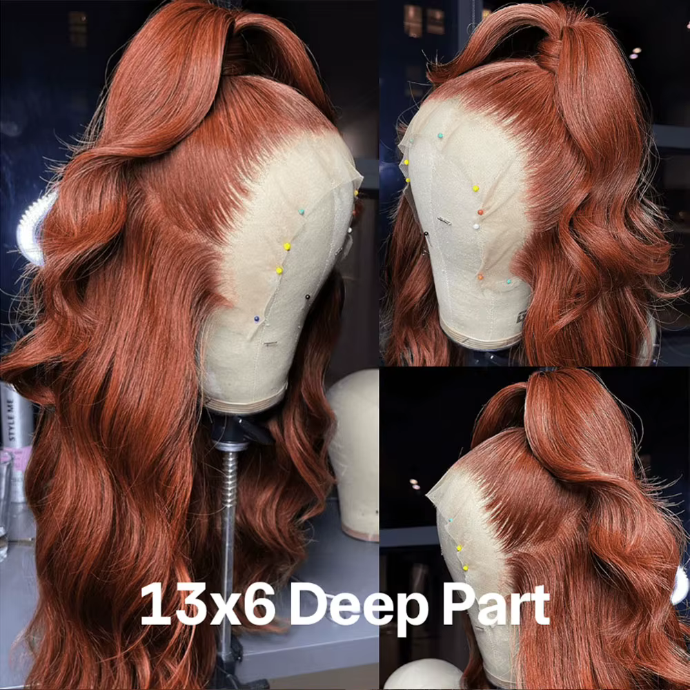 30 pouces brun rougeâtre vague de corps dentelle avant perruque 13x6 HD dentelle frontale perruque 1
