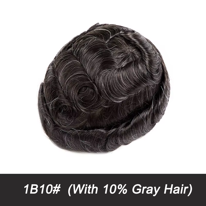 Prothèse capillaire pour hommes en Mono et NPU, densité 130%, perruque durable en cheveux humains po
