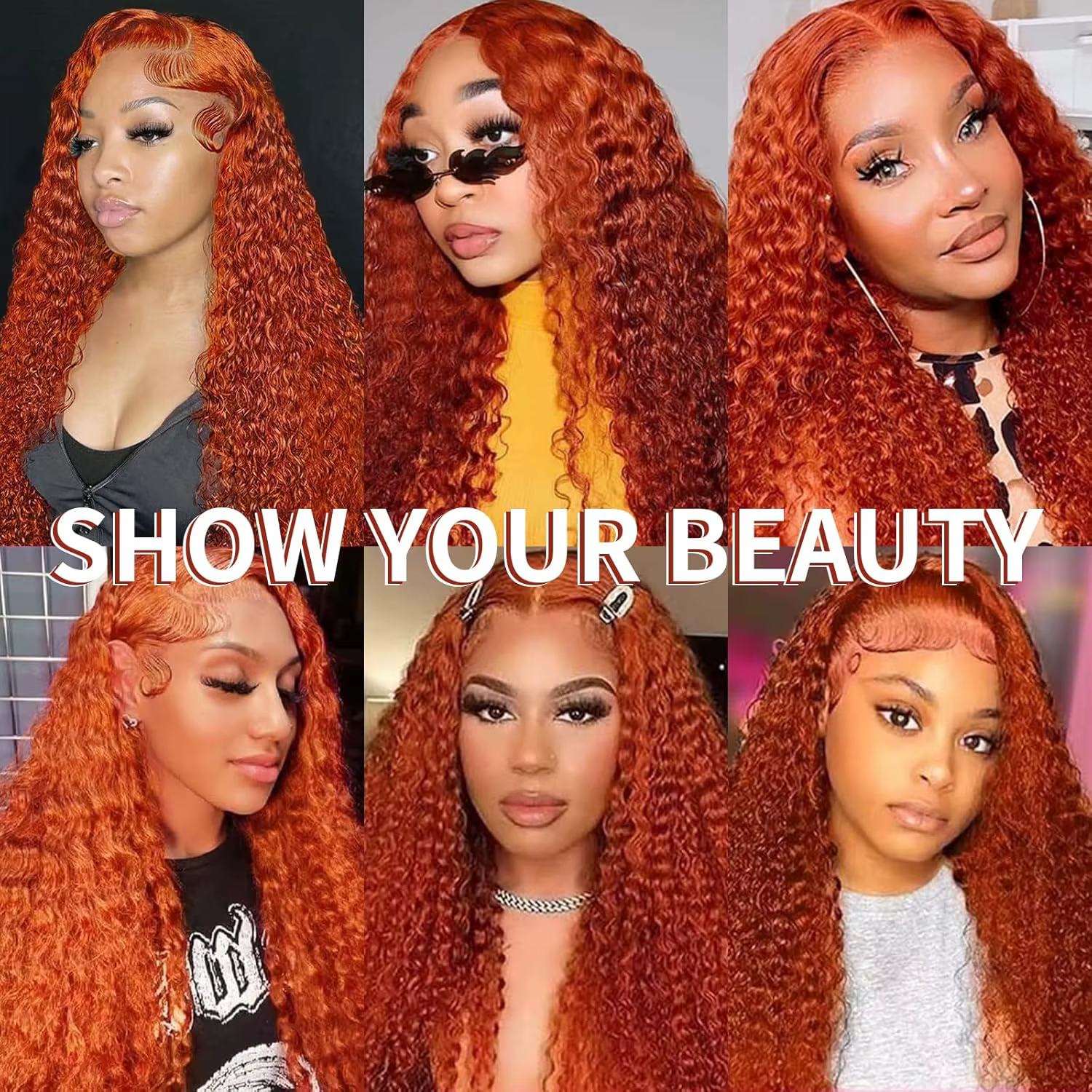 Perruque Lace Front Wig Naturelle Bouclée, Cheveux Humains, Deep Wave, 13x4, 13x6, HD, Orange, 30 Po