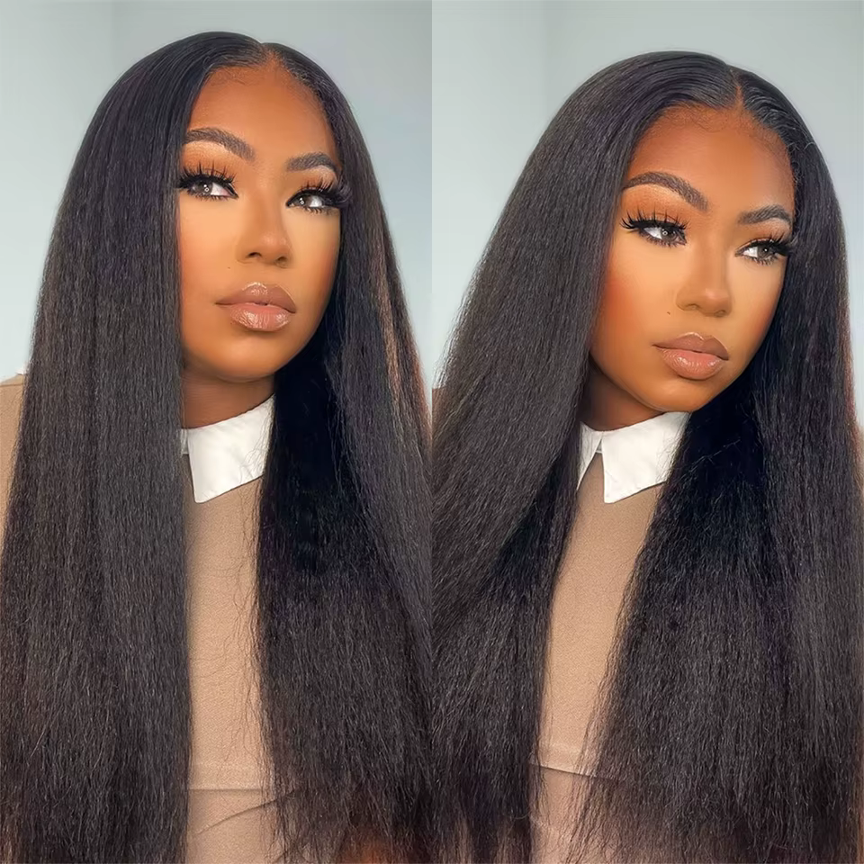 ISEE cheveux demi perruques crépus droites sans colle perruques cheveux humains mise à niveau 3 en 1