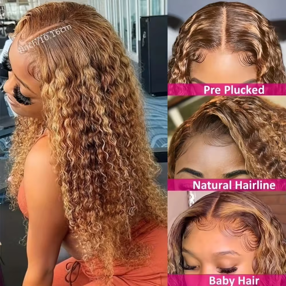 Perruque Lace Frontal Wig Deep Wave 13x4HD, cheveux humains sans colle, réutilisables, 5x5, cheveux 