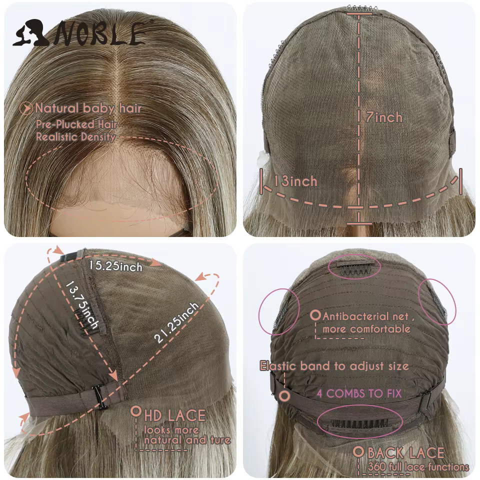 Perruque Lace Front Wig synthétique ombrée blonde-Noble, perruque Lace Front Wig, cheveux de bébé li