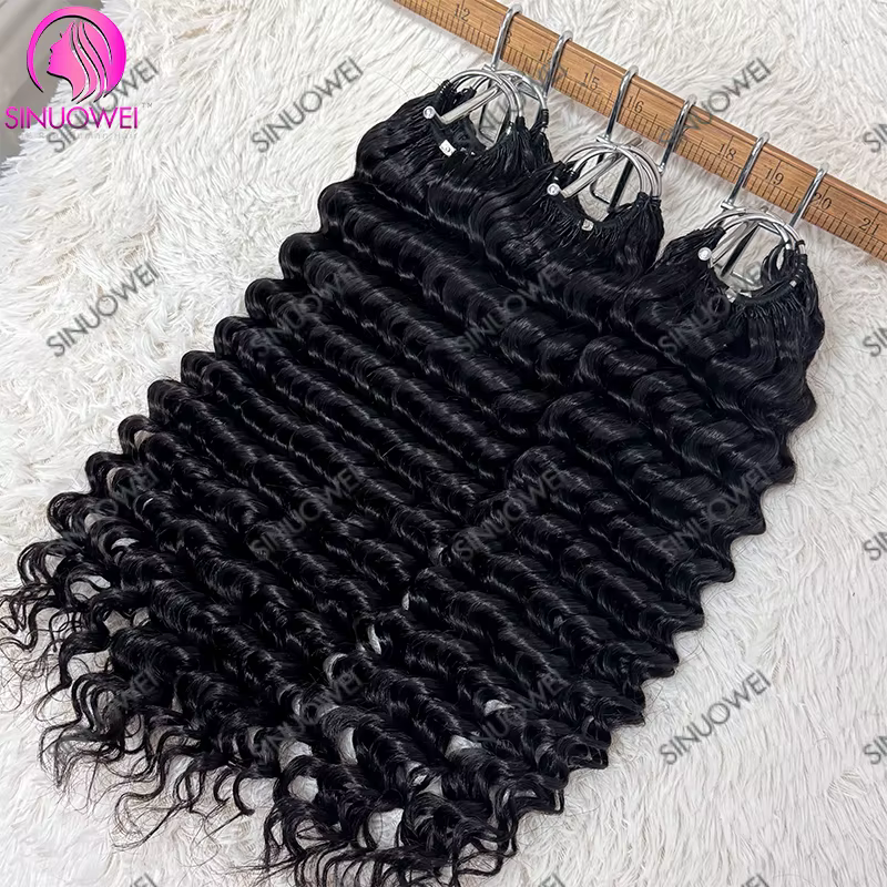 Extensions de cheveux humains au crochet, ondulées, sans nœuds, pré-séparées, noir naturel, effet pl
