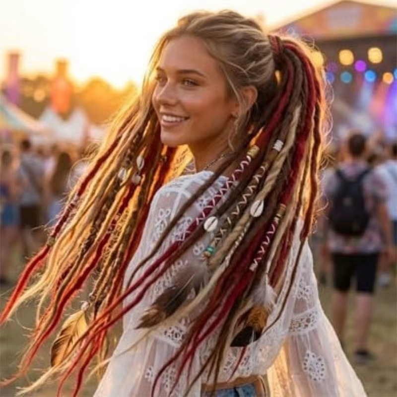 Nouvelle queue de cheval élastique tressée style bohème avec élastique, extensions de queue de cheva
