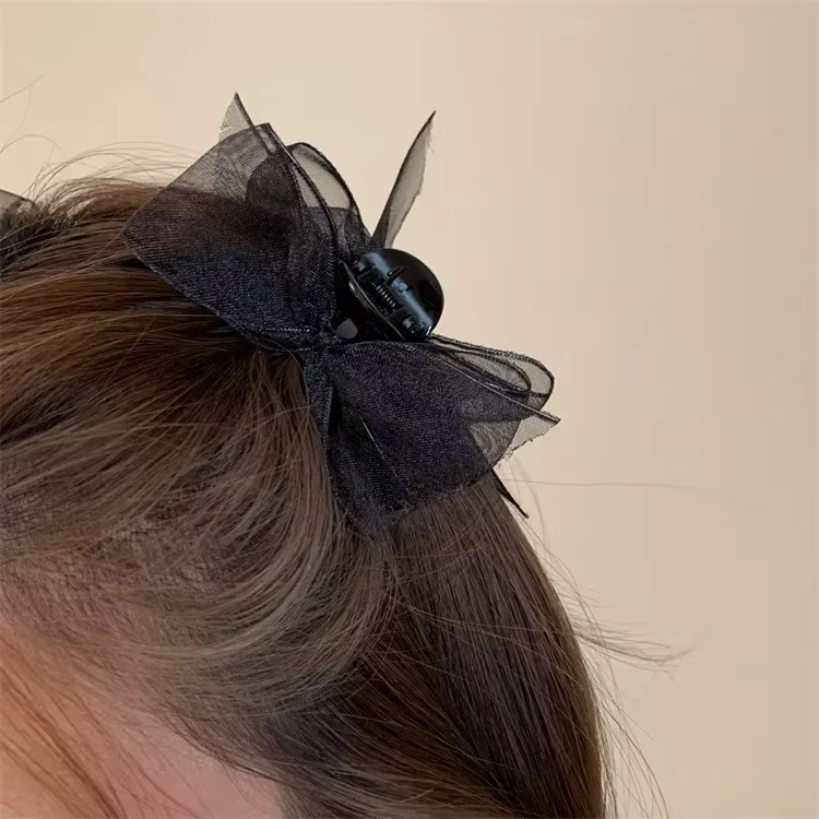 Pince à cheveux en maille et dentelle pour femmes et filles, pince à cheveux avec nœud papillon doux