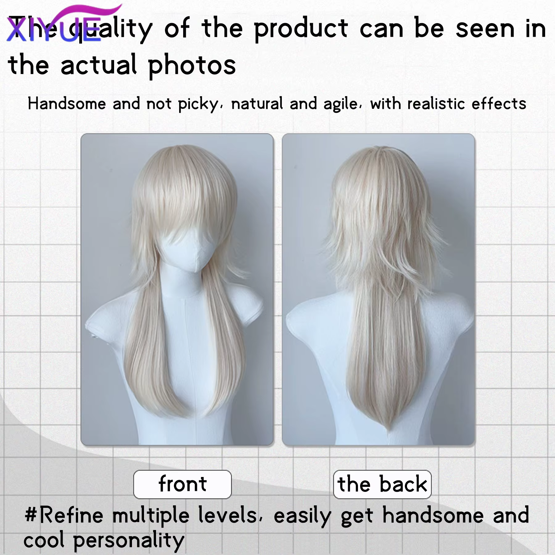 Perruque synthétique à tête de mulet Blonde, longue et lisse, moelleuse, Lolita Cosplay, résistante 