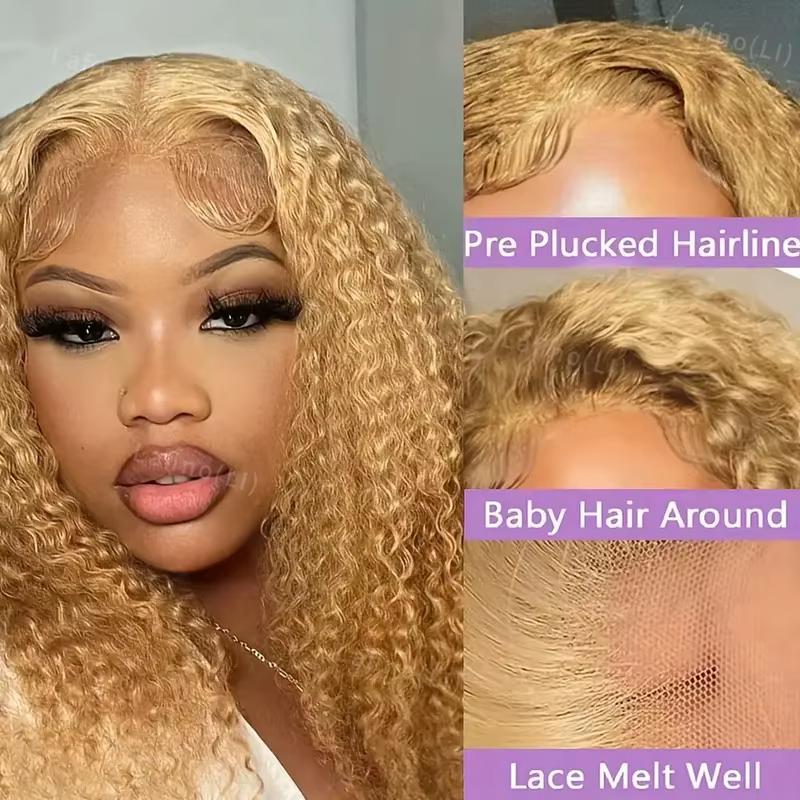 Perruque de cheveux humains blond miel perruques bouclées 13x6 Hd perruque frontale en dentelle 13x4