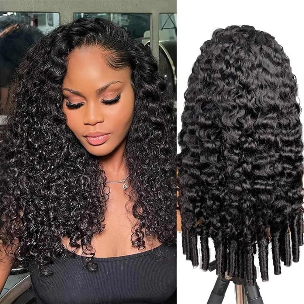 Perruques bouclées birmanes en cheveux humains, perruque frontale en dentelle 7x6, 44-46 pouces pour