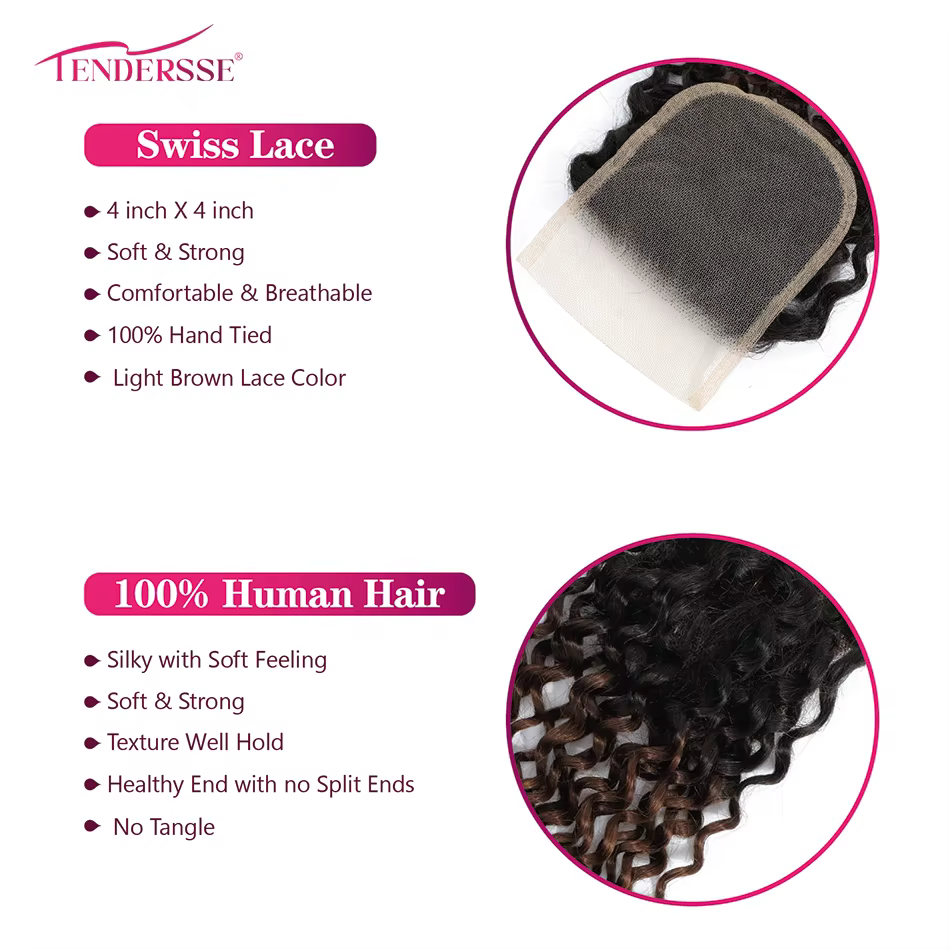 12A 100% cheveux humains mongol crépus bouclés paquets avec fermeture Afro bohème bouclés crépus bou