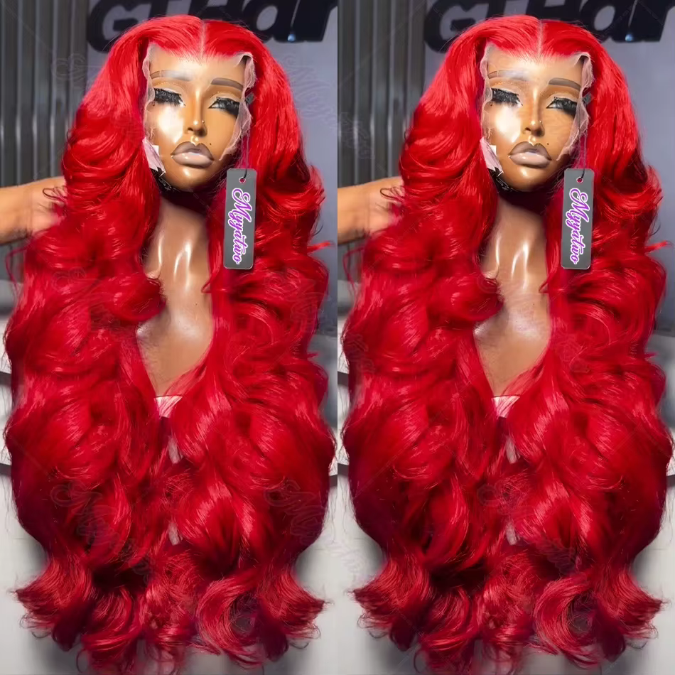 30 40 pouces rouge chaud 13x6 Hd dentelle frontale perruques perruque de cheveux humains brésilien r