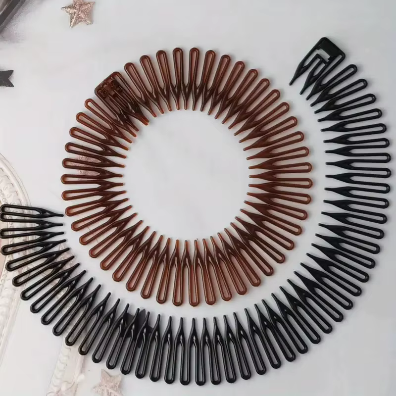 Bandeaux flexibles à cercle complet, peigne à cheveux extensible en plastique élégant pour la coiffu