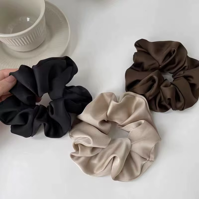 Chouchous élastiques en soie élégants pour femmes et filles, couleur unie, élastique pour queue de c