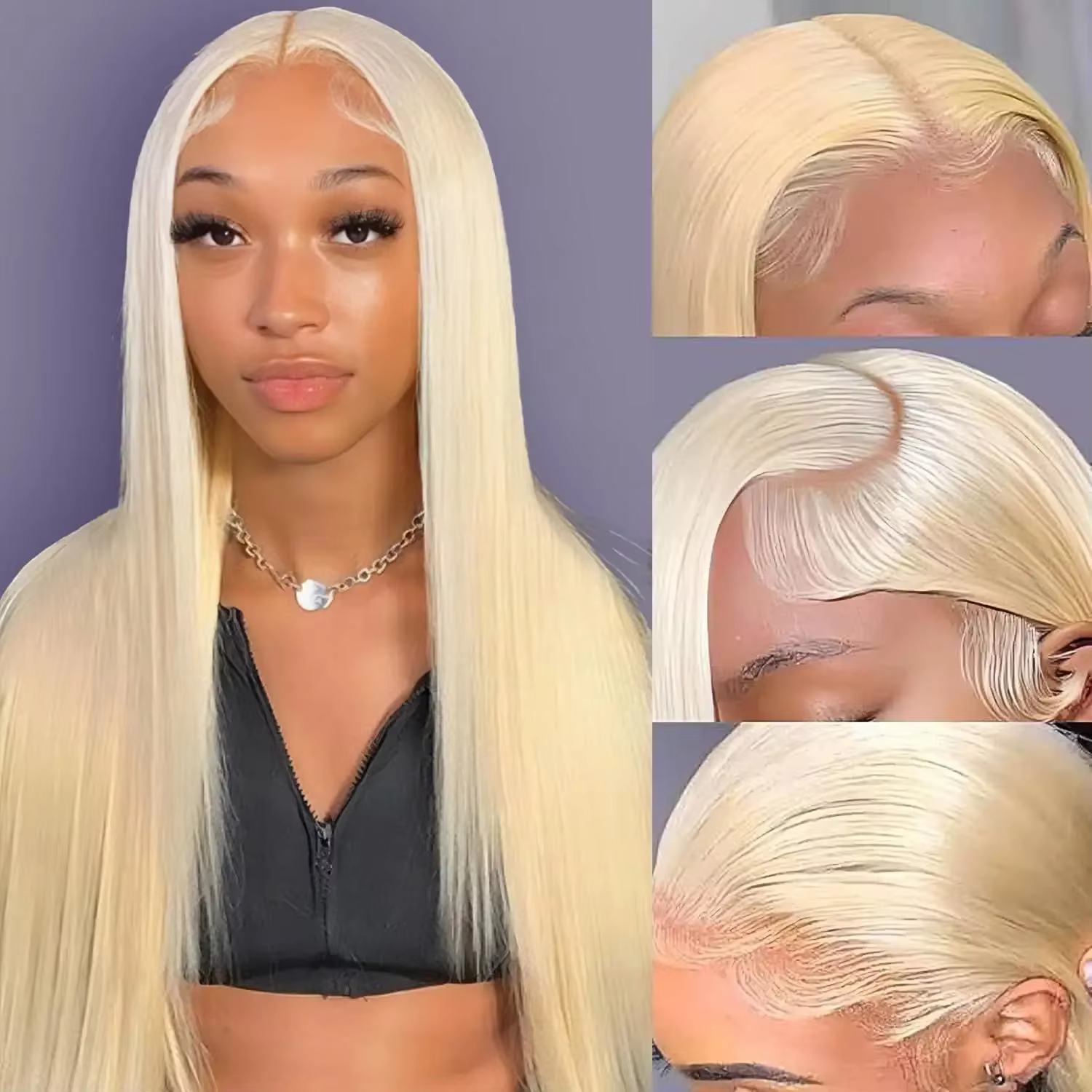 Perruque Lace Frontale Droite Blond 613 Densité 200 Cheveux Humains 30-36 Pouces 13x4 13x6 HD Transp