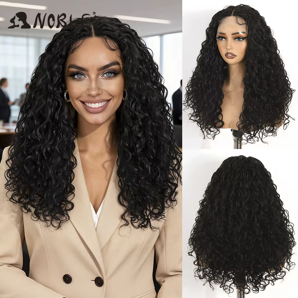 Perruque Lace Front Wig synthétique Noble 22 pouces, perruque Lace Front Wig bouclée ondulée à l'eau