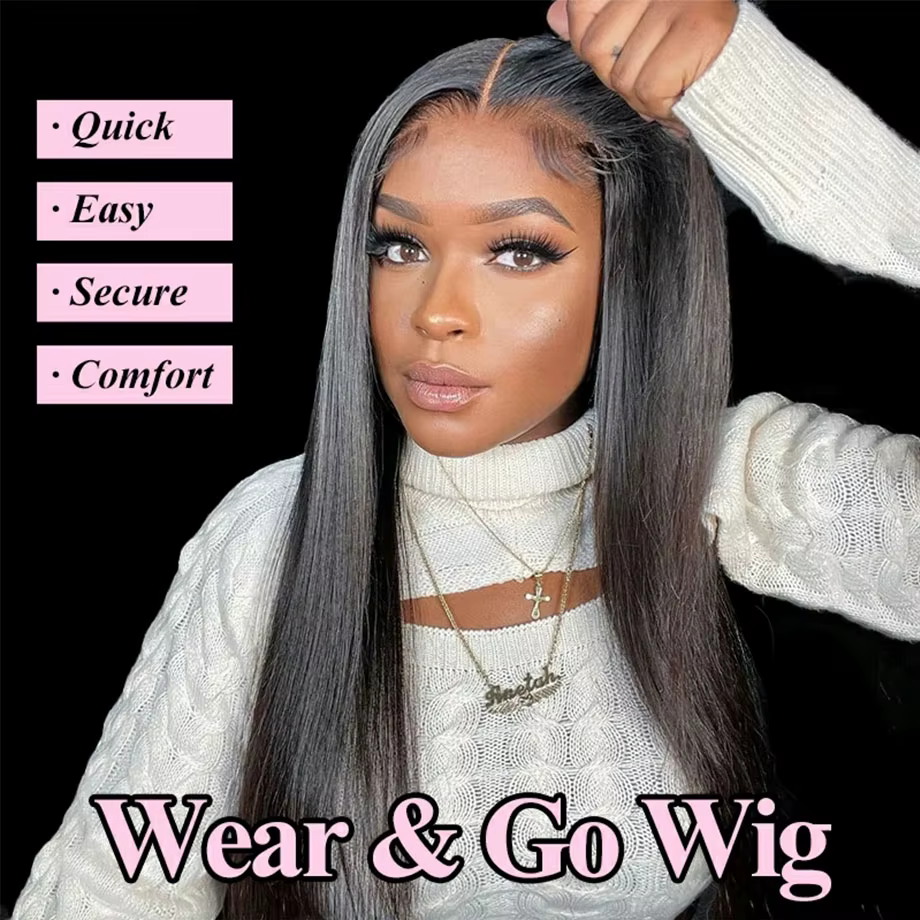 Perruque Lace Frontal Wig naturelle sans colle HD, cheveux lisses, pre-plucked, 5x5, prêt à porter, 