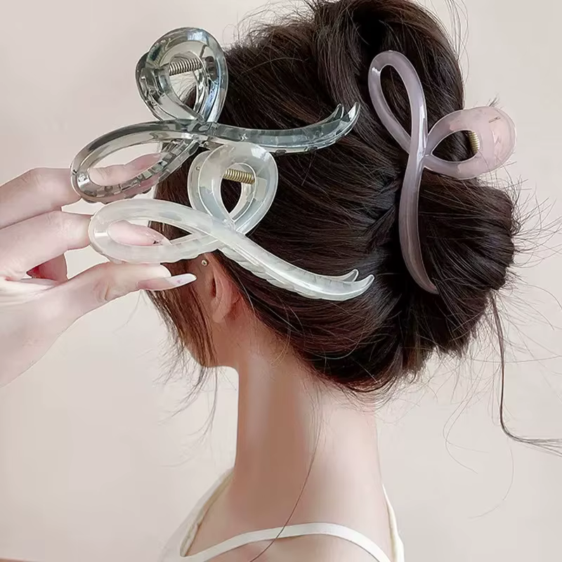 Pince à cheveux élégante avec nœud de couleur gelée pour femmes et filles, ornement de cheveux doux,
