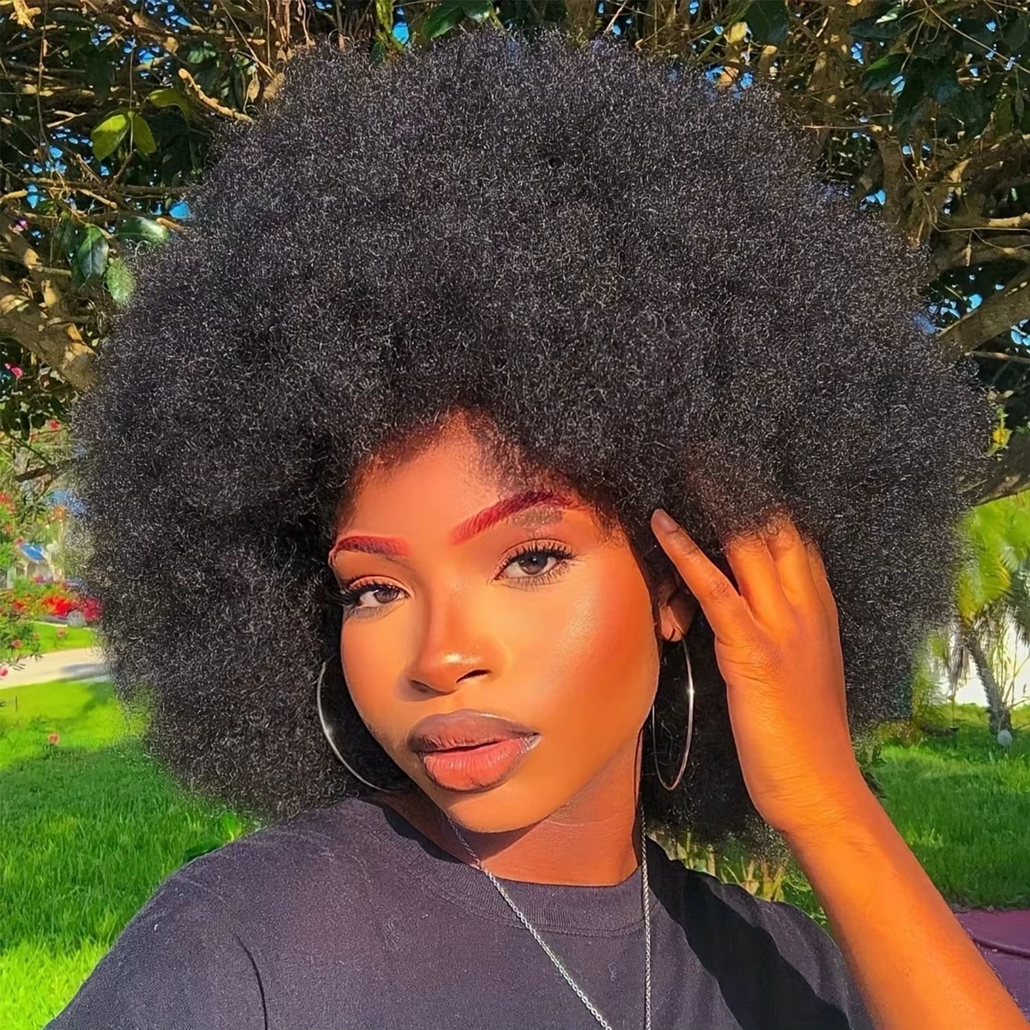 Perruques Afro pour femmes noires 14 pouces années 70 Afro crépus bouclés rebondissant moelleux bouf