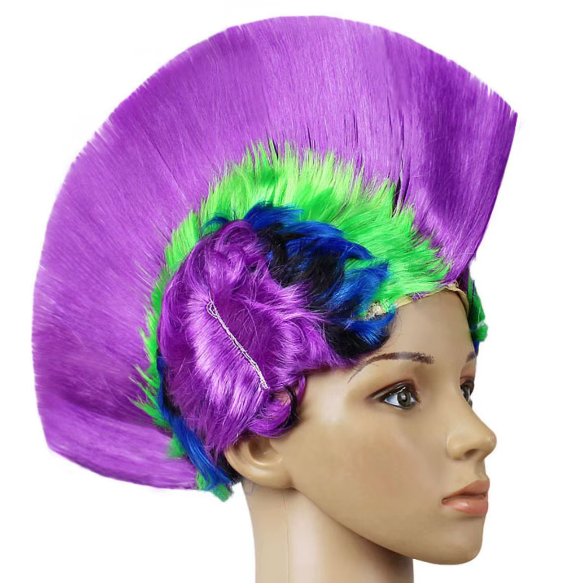 Perruque synthétique résistante à la chaleur, tête de crête de coq, chapeau de fête coloré drôle pou