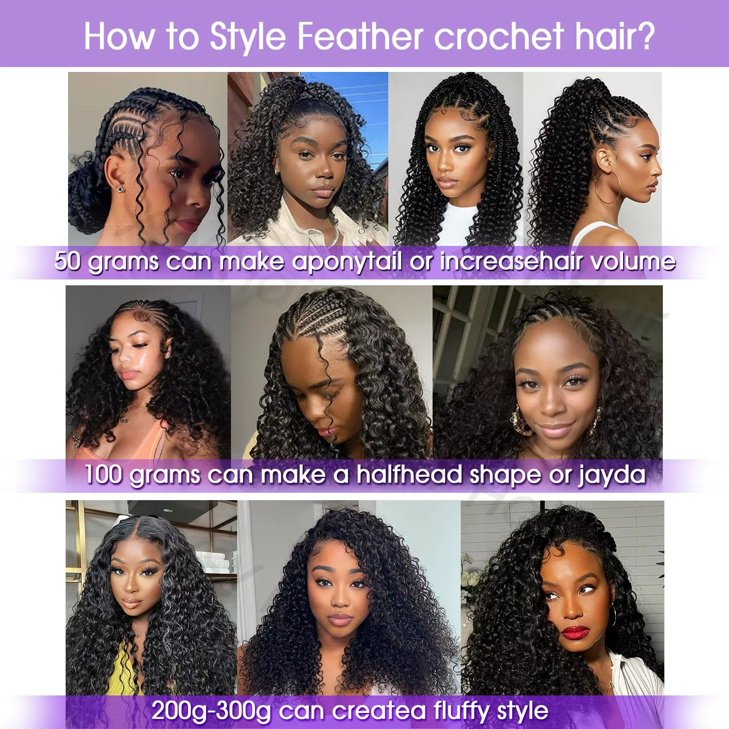 Extensions de cheveux au crochet sans nœuds, pré-séparées, ondulées profondes, 100 % cheveux humains