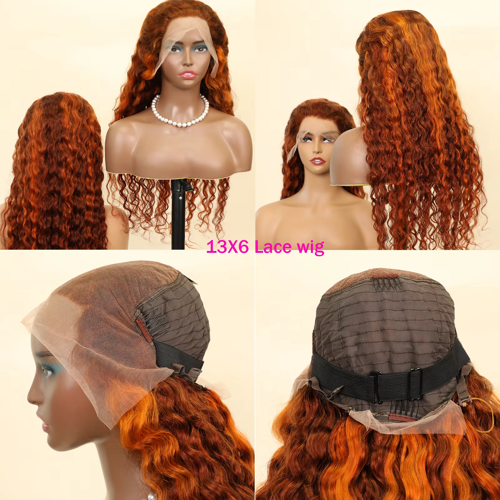 4/350 mettre en évidence vague d'eau 13x4 Transparent dentelle frontale perruque de cheveux humains 