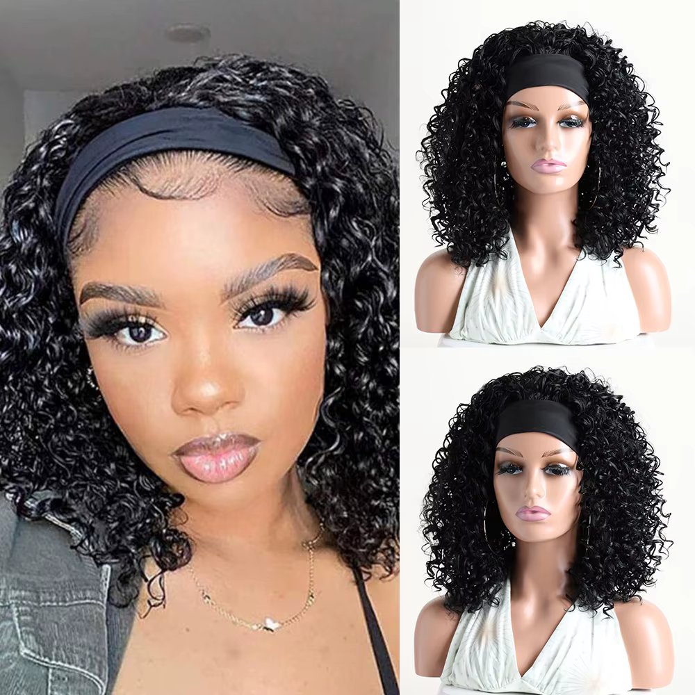 Perruques Synthétiques Naturelles Crépues et Bouclées pour Femmes Noires, Postiche de Faux Cheveux B