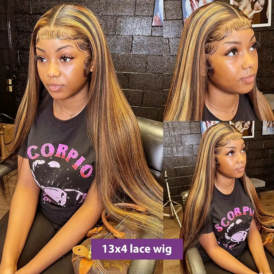 4/27 mettre en évidence les perruques colorées 13X6 Hd dentelle frontale perruque cheveux humains os